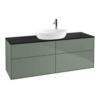 V&B Meuble sous lavabo Éclairage mural Finion 160x60 cm, plaque d’abattant bleue, huile avec laque