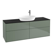 V&B Meuble sous lavabo Éclairage mural Finion 160x60 cm, plaque d’abattant bleue, huile avec laque