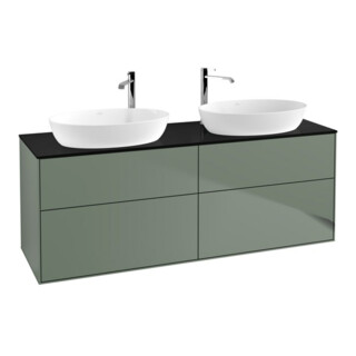 V&B Meuble sous-lavabo Éclairage mural Finion 160x60 cm, plaque d’abd. bleue m, huile m laque