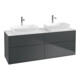 V&B Meuble sous-lavabo Éclairage mural Finion 160x60 cm, plaque de fermeture blanche, miroir bleu avec laque-1