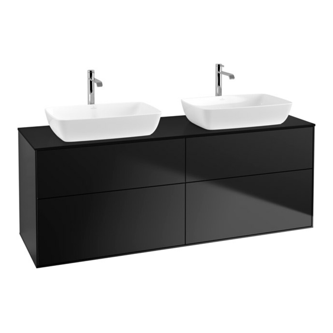 V&B Meuble sous lavabo Éclairage mural Finion 160x60 cm, plaque de fixation bleue mate, laquée mate