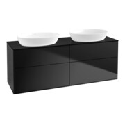 V&B Meuble sous lavabo Éclairage mural Finion 160x60cm, placage abd. bleu mat, laqué bleu mat