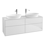 V&B Meuble sous lavabo Éclairage mural Finion 160x60cm, plaque de recouvrement blanc, laqué blanc