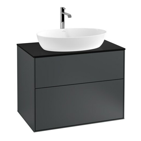 V&B Meuble sous-lavabo Éclairage mural Finion 80x60,3 cm, panneau de fermeture bleu m, bleu md m Lac