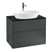 V&B Meuble sous-lavabo Éclairage mural Finion 80x60,3 cm, panneau de fermeture bleu m, bleu md m Lac