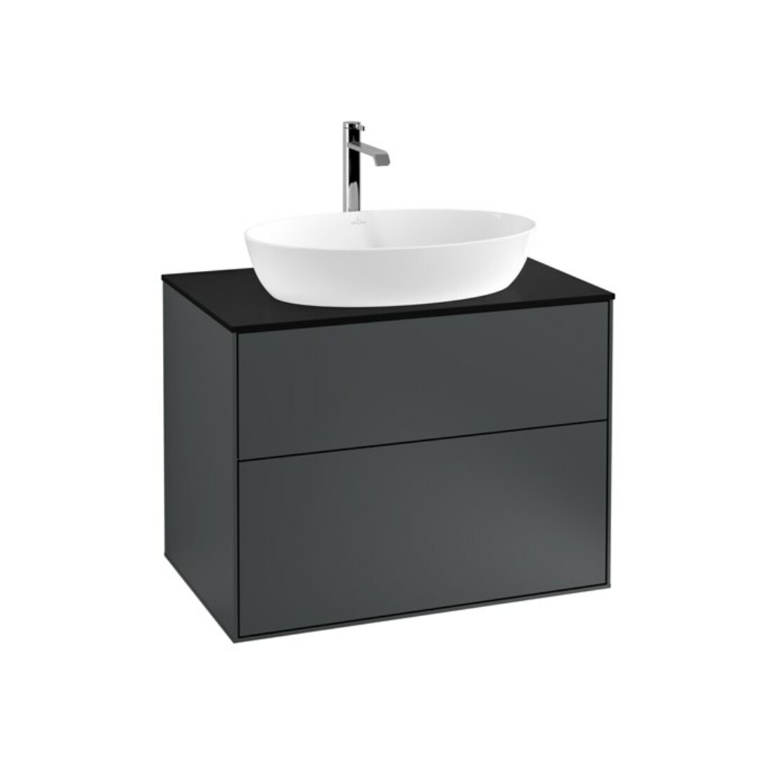 V&B Meuble sous-lavabo Éclairage mural Finion 80x60,3 cm, panneau de fermeture bleu m, bleu md m Lac
