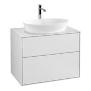 V&B Meuble sous lavabo Éclairage mural Finion 80x60,3 cm, plaque de fermeture blanc laqué