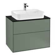 V&B Meuble sous lavabo Éclairage mural Finion 80x60,3 cm, plaque de fermeture bleue, huile avec laque