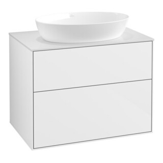 V&B Meuble sous-lavabo Éclairage mural Finion 80x60,3cm, pl. abattant blc, lac blc