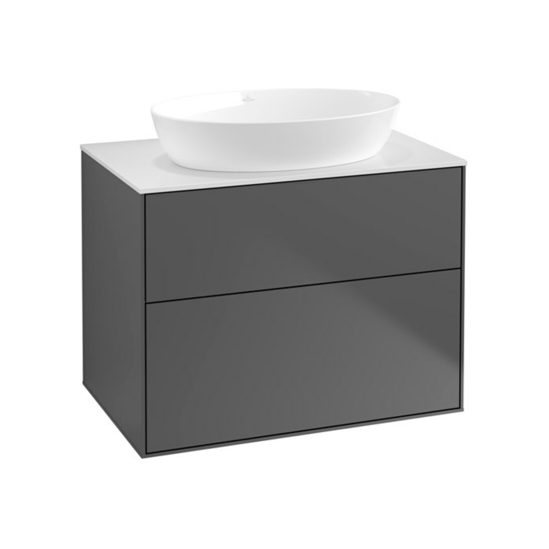 V&B Meuble sous lavabo Éclairage mural Finion 80x60,3cm, pl. fermeture bl., anthracite mat