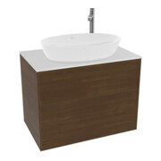 V&B Meuble sous lavabo Éclairage mural Finion 80x60,3cm, Pl. lat. bl. vernis noyer