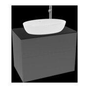 V&B Meuble sous-lavabo Éclairage mural Finion 80x60,3cm, Plan de toilette bleu m, Anthracite mat-1