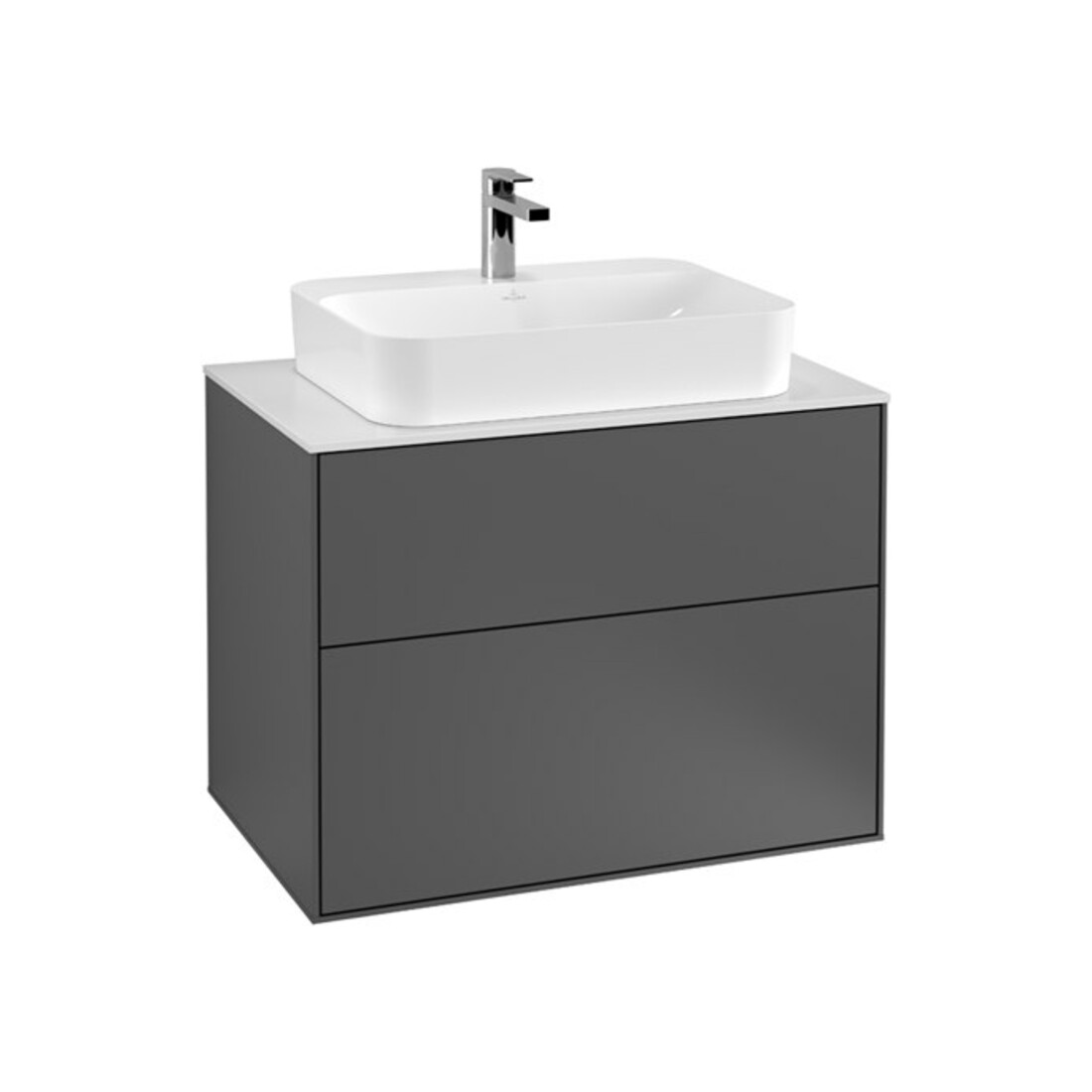 V&B Meuble sous lavabo Éclairage mural Finion 80x60,3cm, plaque abd. bl. m, si Gr m Lac