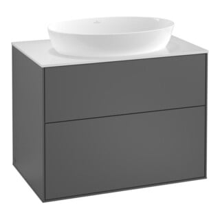 V&B Meuble sous-lavabo Éclairage mural Finion 80x60,3cm, plaque abd. bleue m, si Gr m Lac