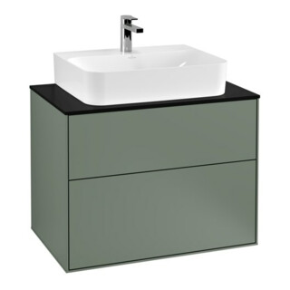 V&B Meuble sous lavabo Éclairage mural Finion 80x60,3x50,1cm, bleu, huile, laqué