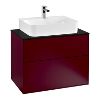 V&B Meuble sous lavabo Éclairage mural Finion 80x60,3x50,1cm, plaque de fermeture bleue mate, Peo Mat
