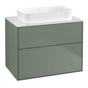 V&B Meuble sous lavabo Éclairage mural Finion 80x60,3x50,1mm, Blanc brillant, Oliva mat laqué