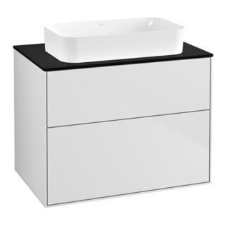 V&B Meuble sous lavabo Éclairage mural Finion 80x60,3x50,1mm, bleu brillant, blanc laqué