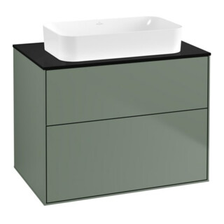 V&B Meuble sous lavabo Éclairage mural Finion 80x60,3x50,1mm, Bleu brillant, Huilé mat