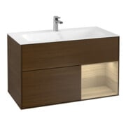 V&B Meuble sous-lavabo Éclairage mural Finion 99,6x59,1 cm, placage noyer, droite-1