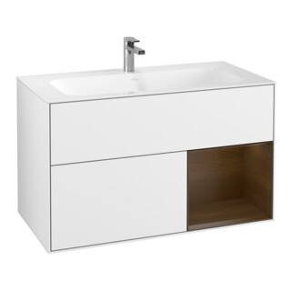 V&B Meuble sous lavabo Éclairage mural Finion 99,6x59,1 cm, rég re wal ven, blanc brillant Lac