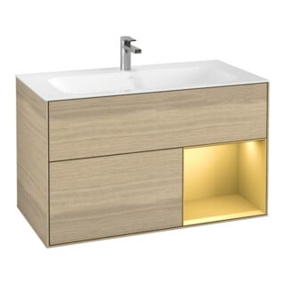 V&B Meuble sous-lavabo Éclairage mural Finion 99,6x59,1cm, placage chêne mat