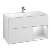 V&B Meuble sous lavabo Éclairage mural Finion 99,6x59,1cm, Reg re blanc m Lac, blanc m Lac