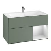 V&B Meuble sous-lavabo Éclairage mural Finion 99,6x59,1cm, Rg droite bl. m Lac, Oli. m Lac