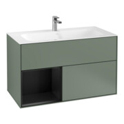 V&B Meuble sous-lavabo Éclairage mural Finion 99,6x59,1cm, Rg g bleu m Laq, Oli. m Laq