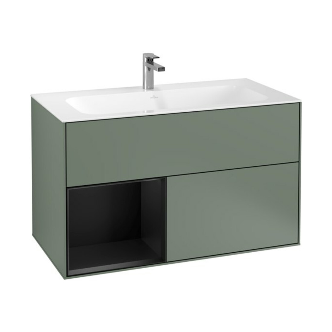 V&B Meuble sous-lavabo Éclairage mural Finion 99,6x59,1cm, Rg g bleu m Laq, Oli. m Laq