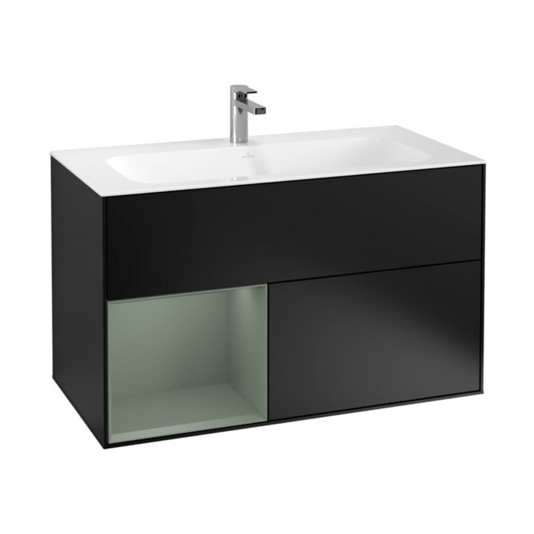 V&B Meuble sous lavabo Éclairage mural Finion 99,6x59,1cm, Rg g Huile m Laq, bleue m Laq