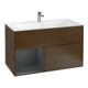 V&B Meuble sous lavabo Éclairage mural Finion 99,6x59,1cm, Rg gauche md bl. m Lac, noyer ven-1