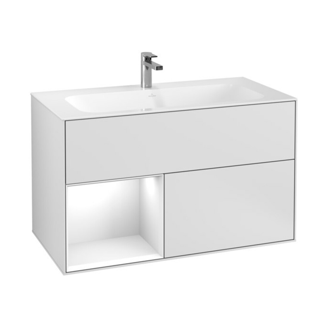 V&B Meuble sous lavabo Éclairage mural Finion 99,6x59,1cm, Rg l glo blc, blc m Lac