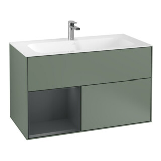 V&B Meuble sous-lavabo Éclairage mural Finion 99,6x59,1cm, Rg l md b m Lac, Oli. m Lac