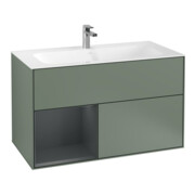 V&B Meuble sous-lavabo Éclairage mural Finion 99,6x59,1cm, Rg l md b m Lac, Oli. m Lac