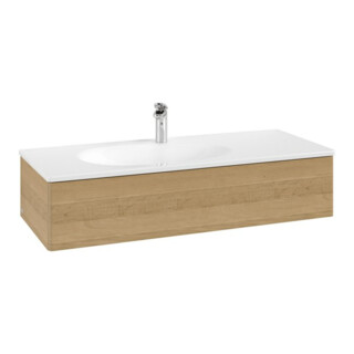 V&B Meuble sous lavabo Éclairage tiroir Antao 118,8x25,6x49,3cm, sans façade, chêne miel