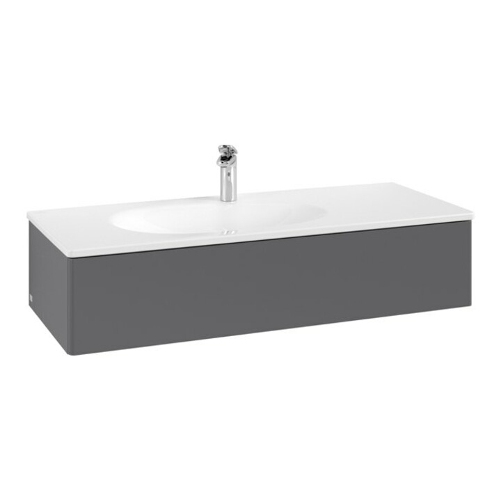 V&B Meuble sous lavabo Éclairage tiroir Antao 118,8x25,6x49,3cm, sans robinet, Anthracite laqué