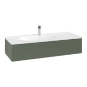V&B Meuble sous lavabo Éclairage tiroir Antao 118,8x25,6x49,3cm, sans robinet, vert feuille avec poignée-3