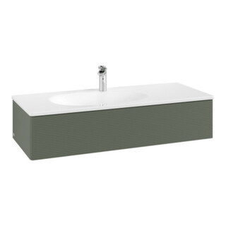 V&B Meuble sous lavabo Éclairage tiroir Antao 118,8x25,6x49,3cm, vert feuille, avec tiroir