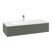V&B Meuble sous lavabo Éclairage tiroir Antao 118,8x25,6x49,3cm, vert feuille, avec tiroir