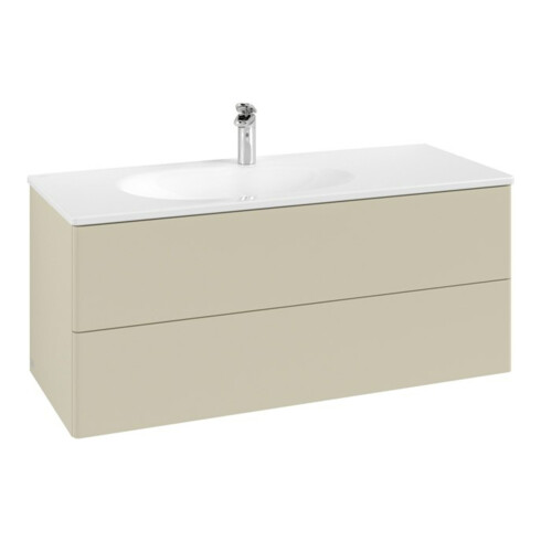 V&B Meuble sous lavabo Éclairage tiroir Antao 118,8x50,4x49,3cm, sans façade, gris mat lacqué
