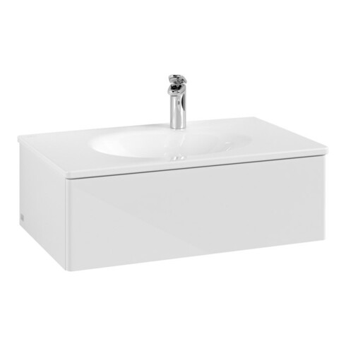 V&B Meuble sous lavabo Éclairage tiroir Antao 78,8x25,6x49,6cm, sans façade, blanc brillant laqué