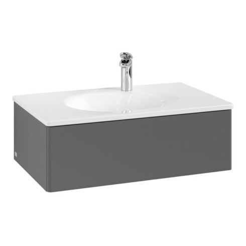 V&B Meuble sous-lavabo Éclairage tiroir Antao 78,8x25,6x49,6cm, sans fr., Anthracite laqué