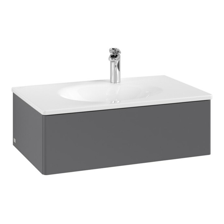 V&B Meuble sous-lavabo Éclairage tiroir Antao 78,8x25,6x49,6cm, sans fr., Anthracite laqué