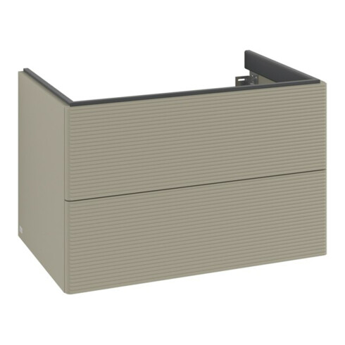 V&B Meuble sous lavabo Éclairage tiroir Antao 79x50x50 cm, structure façade, gris mat avec laque