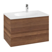 V&B Meuble sous lavabo Éclairage tiroir Antao 79x50x50cm, face à structure, noyer chaud