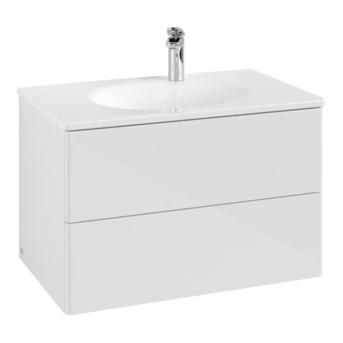 V&B Meuble sous-lavabo Éclairage tiroir Antao 79x50x50cm, sans structure de façade, blanc brillant Lac