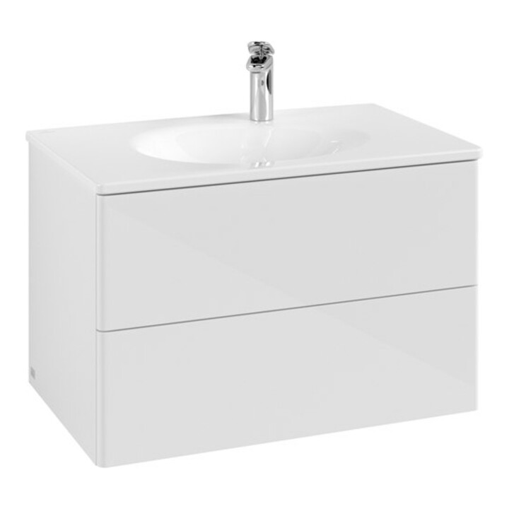 V&B Meuble sous-lavabo Éclairage tiroir Antao 79x50x50cm, sans structure de façade, blanc brillant Lac