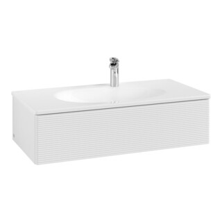 V&B Meuble sous lavabo Éclairage tiroir Antao 98,8x25,6x49,3cm, avec façade, blanc brillant Lac