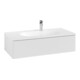 V&B Meuble sous lavabo Éclairage tiroir Antao 98,8x25,6x49,3cm, avec façade, blanc brillant Lac-1